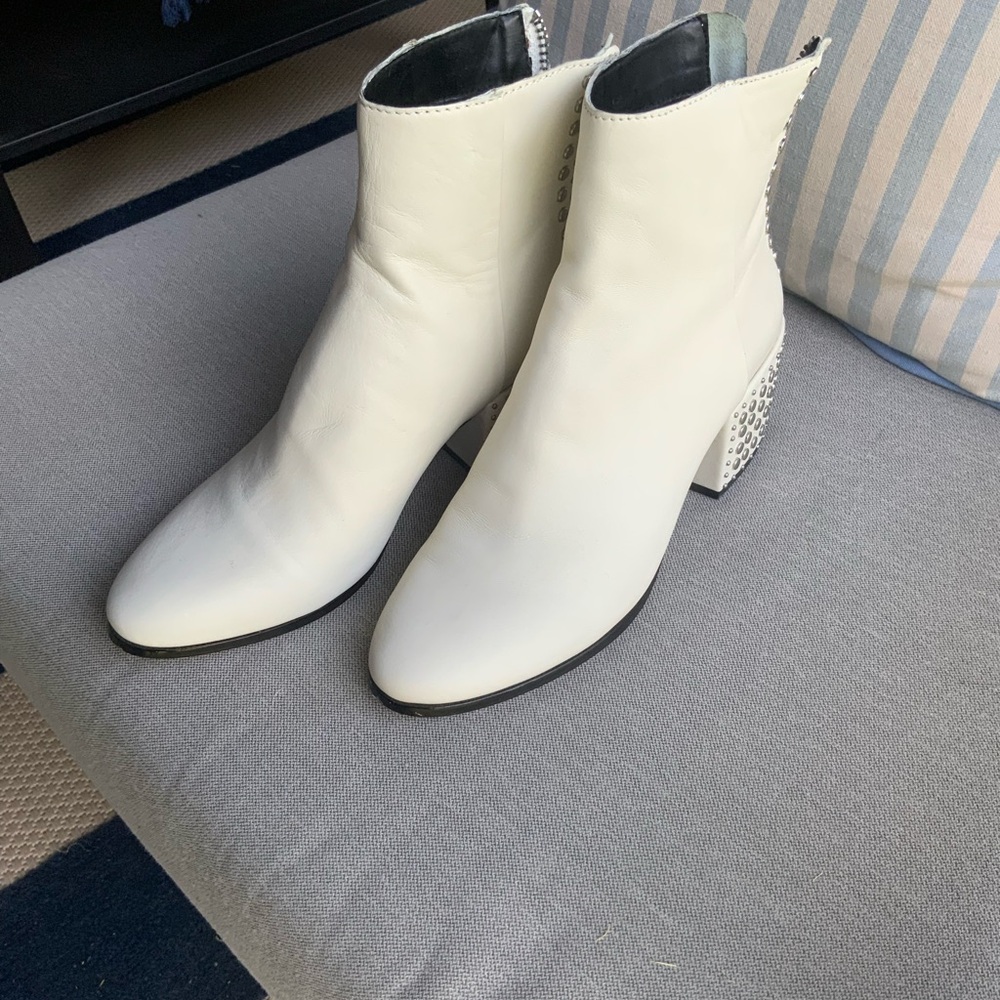 Dolce Vita White Studded Ankle Boots